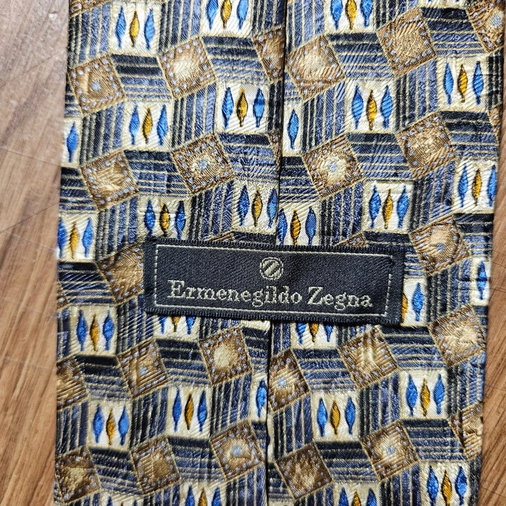 Ermenegildo Zegna Silk Jacquard Tie M. Penner Necktie Quiet Luxury Retro Classic